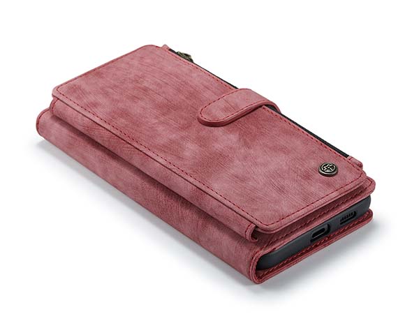 CaseMe Synthetic Leather Wallet Case with Zipper Pocket for Samsung Galaxy S22 - Blush