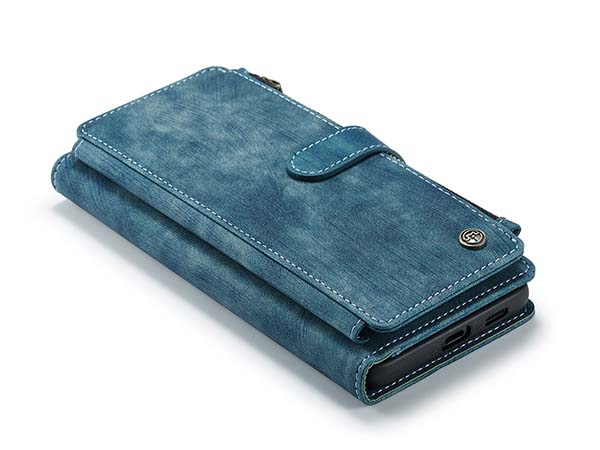 CaseMe Synthetic Leather Wallet Case with Zipper Pocket for Samsung Galaxy S22 - Teal