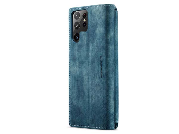 CaseMe Synthetic Leather Wallet Case with Zipper Pocket for Samsung Galaxy S22 Ultra - Teal
