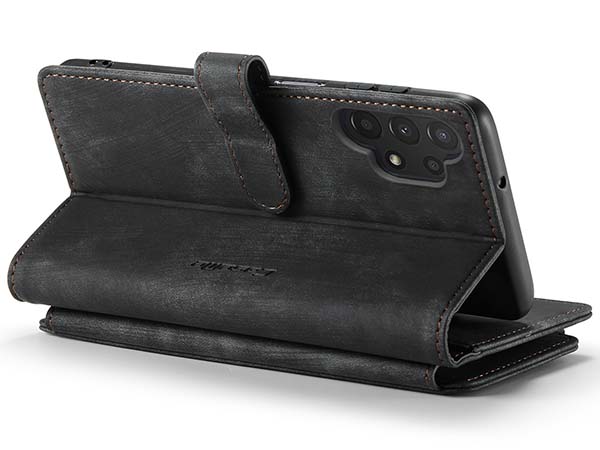 CaseMe Synthetic Leather Wallet Case with Zipper Pocket for Samsung Galaxy A13 4G - Charcoal Leather Wallet Case