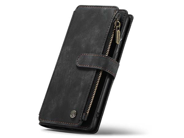 CaseMe Synthetic Leather Wallet Case with Zipper Pocket for Samsung Galaxy A13 4G - Charcoal