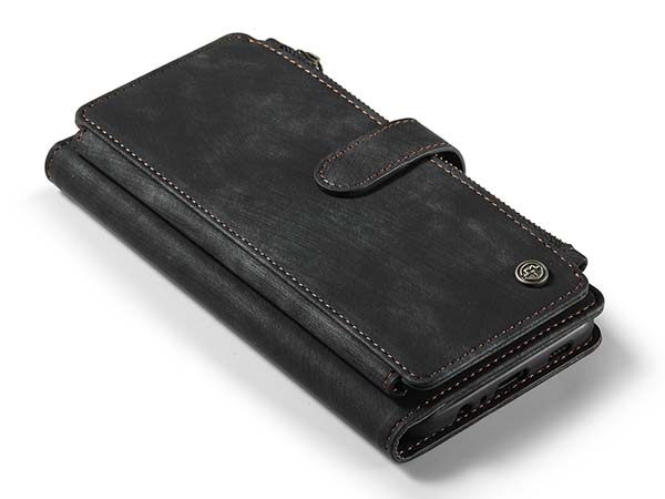 CaseMe Synthetic Leather Wallet Case with Zipper Pocket for Samsung Galaxy A13 4G - Charcoal