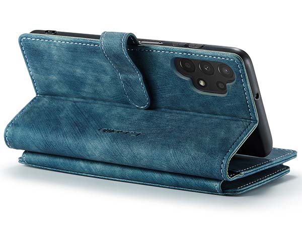 CaseMe Synthetic Leather Wallet Case with Zipper Pocket for Samsung Galaxy A13 4G - Teal Leather Wallet Case