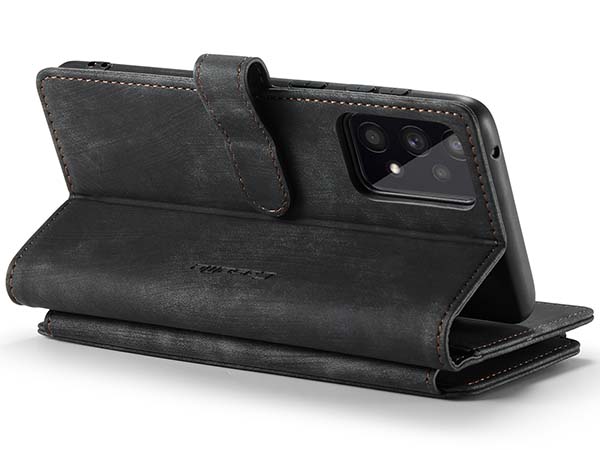 CaseMe Synthetic Leather Wallet Case with Zipper Pocket for Samsung Galaxy A53 - Charcoal Leather Wallet Case