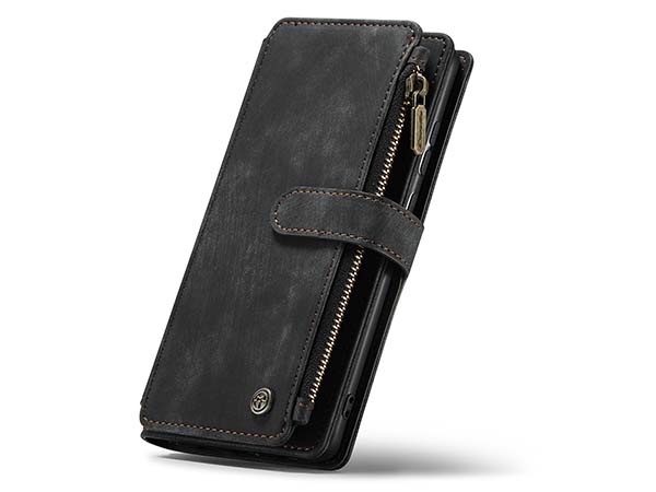 CaseMe Synthetic Leather Wallet Case with Zipper Pocket for Samsung Galaxy A53 - Charcoal