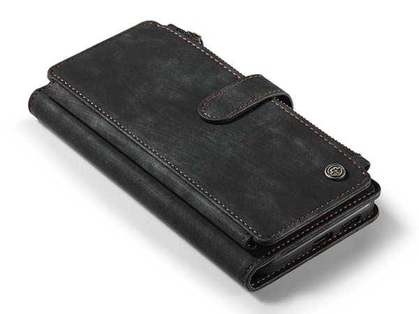 CaseMe Synthetic Leather Wallet Case with Zipper Pocket for Samsung Galaxy A53 - Charcoal