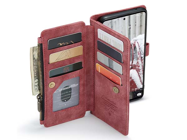CaseMe Synthetic Leather Wallet Case with Zipper Pocket for Samsung Galaxy A53 - Blush