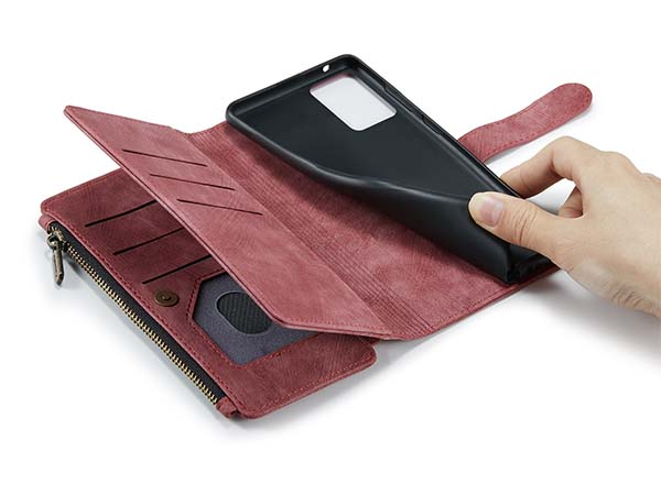 CaseMe Synthetic Leather Wallet Case with Zipper Pocket for Samsung Galaxy A53 - Blush