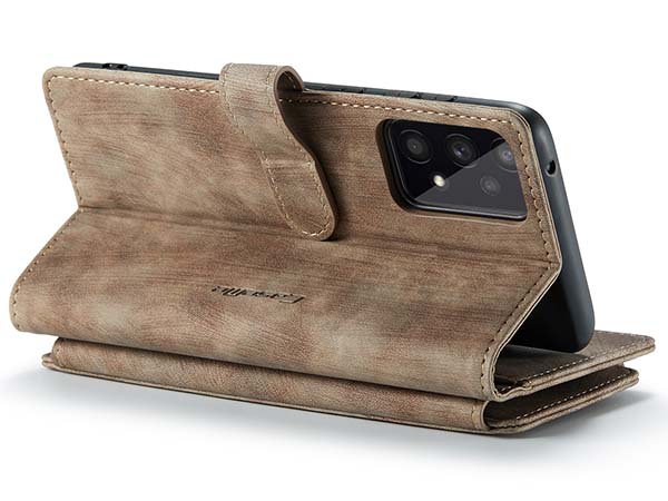 CaseMe Synthetic Leather Wallet Case with Zipper Pocket for Samsung Galaxy A53 - Desert Taupe Leather Wallet Case