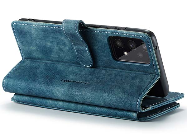 CaseMe Synthetic Leather Wallet Case with Zipper Pocket for Samsung Galaxy A53 - Teal Leather Wallet Case