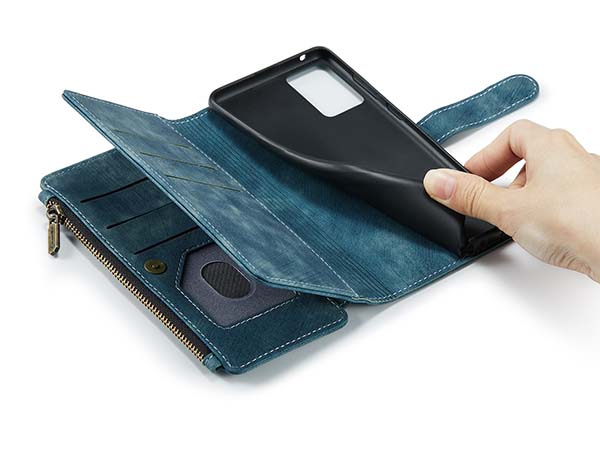 CaseMe Synthetic Leather Wallet Case with Zipper Pocket for Samsung Galaxy A53 - Teal