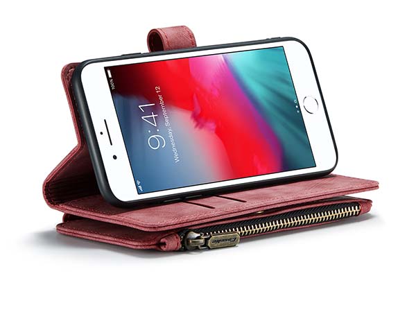 CaseMe Synthetic Leather Wallet Case with Zipper Pocket for iPhone 8/7 - Pink/Blush