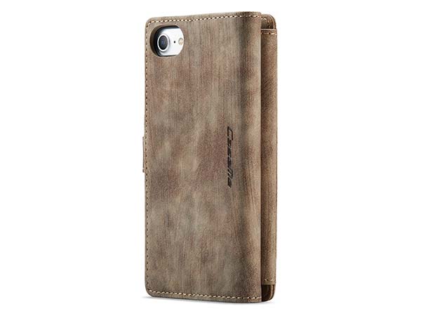 CaseMe Synthetic Leather Wallet Case with Zipper Pocket for iPhone 8/7 - Desert Taupe