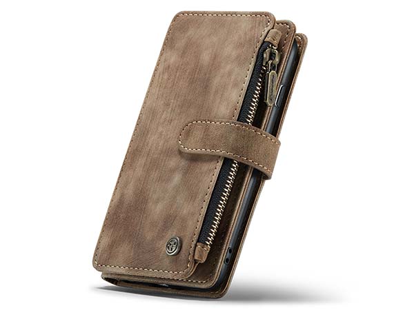 CaseMe Synthetic Leather Wallet Case with Zipper Pocket for iPhone SE 2 / SE 3 - Desert Taupe