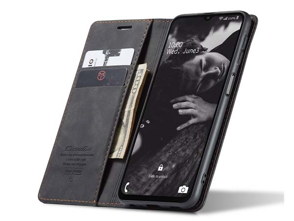 CaseMe Slim Synthetic Leather Wallet Case with Stand for Samsung Galaxy A13 4G - Charcoal