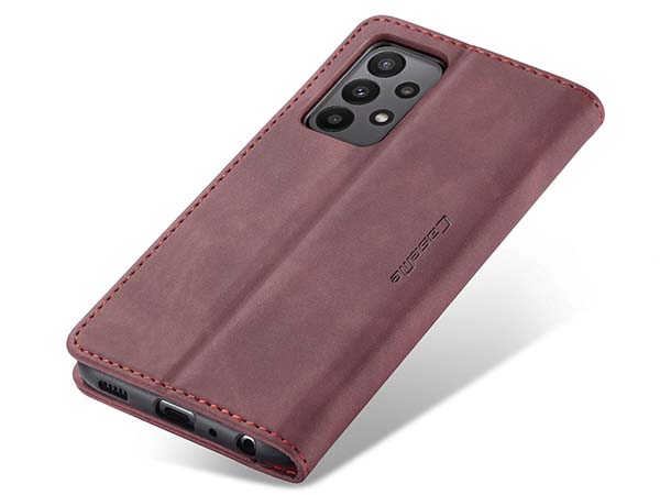 CaseMe Slim Synthetic Leather Wallet Case with Stand for Samsung Galaxy A13 4G - Burgundy