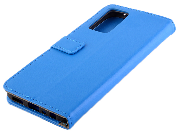 Synthetic Leather Wallet Case with Stand for OPPO A96/A76 4G - Blue Leather Wallet Case