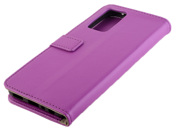 Synthetic Leather Wallet Case with Stand for OPPO A96/A76 4G - Purple Leather Wallet Case