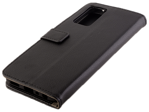 Synthetic Leather Wallet Case with Stand for OPPO A96/A76 4G - Black Leather Wallet Case