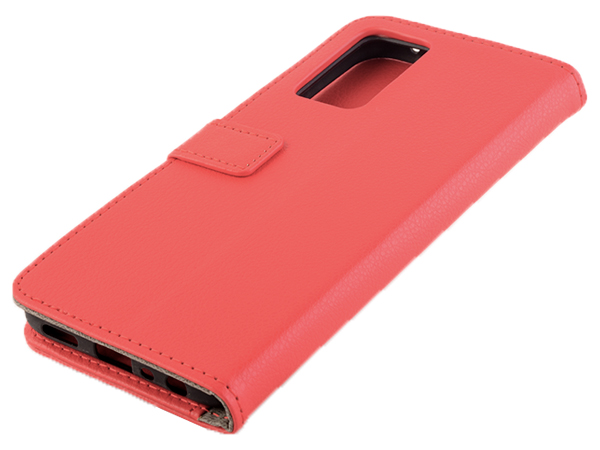 Synthetic Leather Wallet Case with Stand for OPPO A96/A76 4G - Red Leather Wallet Case