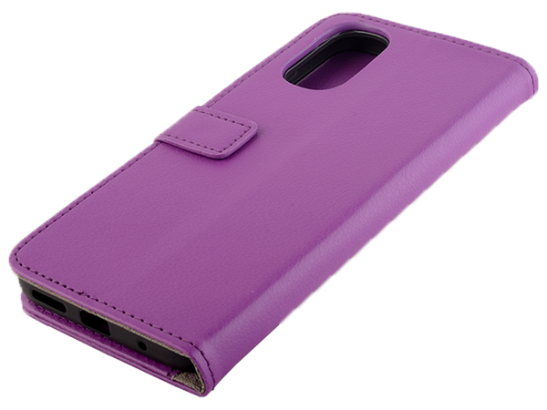 Synthetic Leather Wallet Case with Stand for Motorola Moto G22 - Purple Leather Wallet Case