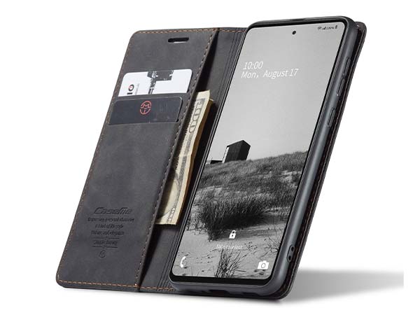 CaseMe Slim Synthetic Leather Wallet Case with Stand for Samsung Galaxy A73 5G - Charcoal