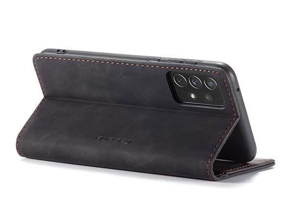 CaseMe Slim Synthetic Leather Wallet Case with Stand for Samsung Galaxy A73 5G - Charcoal