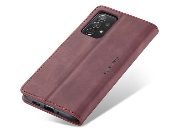 CaseMe Slim Synthetic Leather Wallet Case with Stand for Samsung Galaxy A73 5G - Burgundy