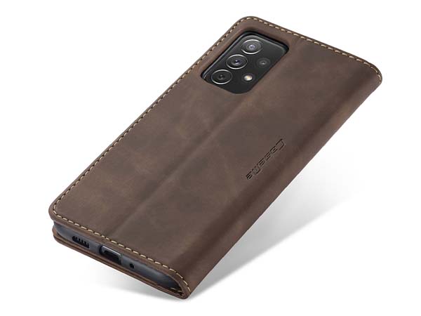 CaseMe Slim Synthetic Leather Wallet Case with Stand for Samsung Galaxy A73 5G - Chocolate