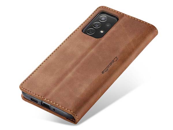 CaseMe Slim Synthetic Leather Wallet Case with Stand for Samsung Galaxy A73 5G - Tan