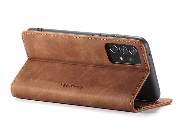 CaseMe Slim Synthetic Leather Wallet Case with Stand for Samsung Galaxy A73 5G - Tan