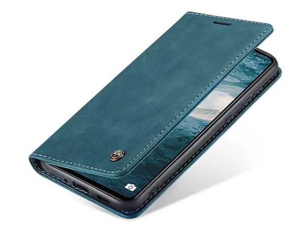 CaseMe Slim Synthetic Leather Wallet Case with Stand for Samsung Galaxy A73 5G - Teal Leather Wallet Case