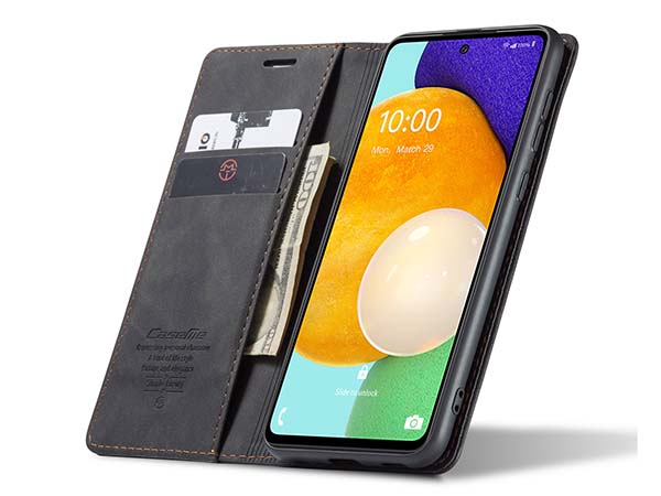 CaseMe Slim Synthetic Leather Wallet Case with Stand for Samsung Galaxy A53 5G - Charcoal