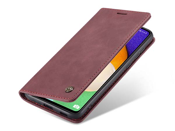 CaseMe Slim Synthetic Leather Wallet Case with Stand for Samsung Galaxy A53 5G - Burgundy Leather Wallet Case