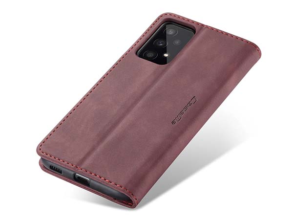 CaseMe Slim Synthetic Leather Wallet Case with Stand for Samsung Galaxy A53 5G - Burgundy