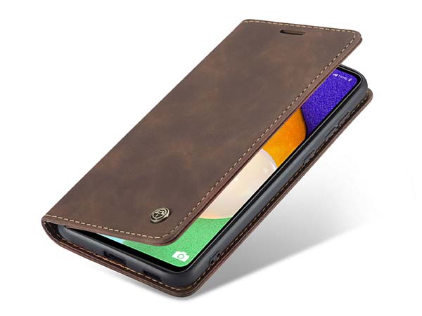 CaseMe Slim Synthetic Leather Wallet Case with Stand for Samsung Galaxy A53 5G - Chocolate Leather Wallet Case