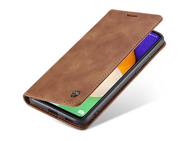 CaseMe Slim Synthetic Leather Wallet Case with Stand for Samsung Galaxy A53 5G - Tan Leather Wallet Case