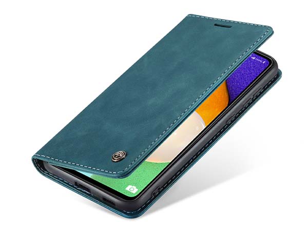 CaseMe Slim Synthetic Leather Wallet Case with Stand for Samsung Galaxy A53 5G - Teal Leather Wallet Case