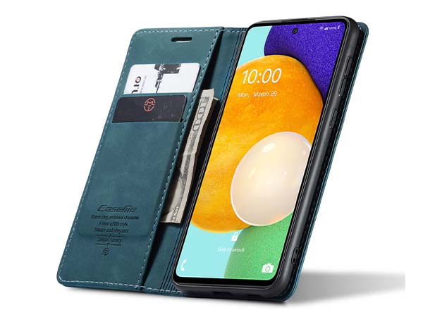 CaseMe Slim Synthetic Leather Wallet Case with Stand for Samsung Galaxy A53 5G - Teal