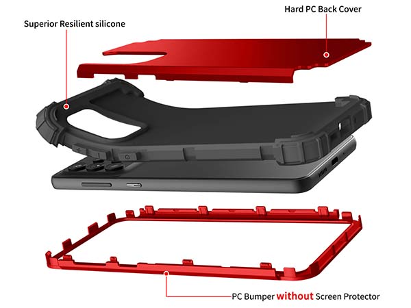 Defender Case for the Samsung Galaxy A73 5G - Red/Black
