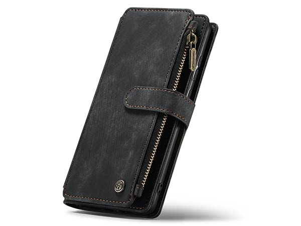 CaseMe Synthetic Leather Wallet Case with Zipper Pocket for Samsung Galaxy A33 - Charcoal