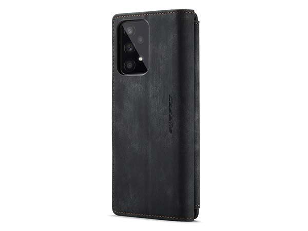 CaseMe Synthetic Leather Wallet Case with Zipper Pocket for Samsung Galaxy A33 - Charcoal