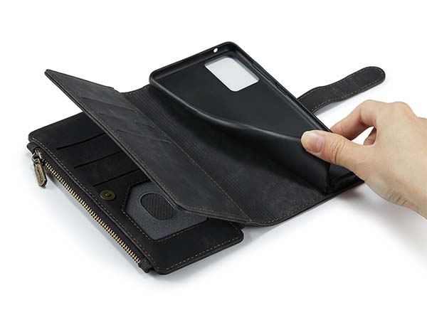 CaseMe Synthetic Leather Wallet Case with Zipper Pocket for Samsung Galaxy A33 - Charcoal