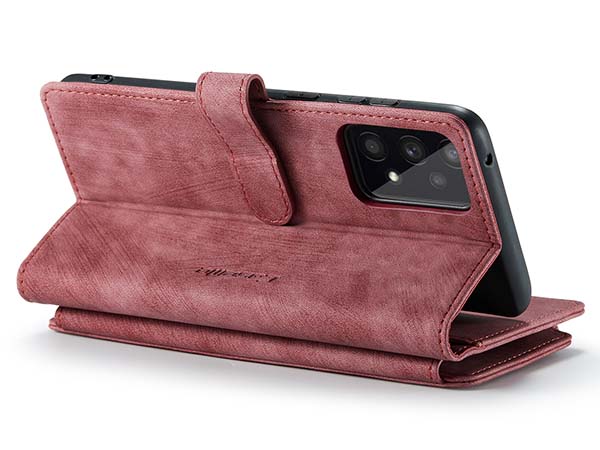 CaseMe Synthetic Leather Wallet Case with Zipper Pocket for Samsung Galaxy A33 - Blush Leather Wallet Case