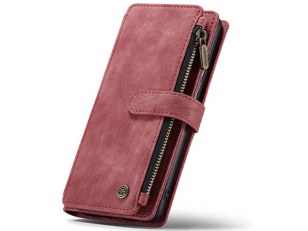 CaseMe Synthetic Leather Wallet Case with Zipper Pocket for Samsung Galaxy A33 - Blush