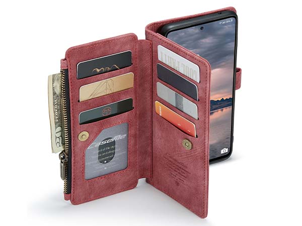 CaseMe Synthetic Leather Wallet Case with Zipper Pocket for Samsung Galaxy A33 - Blush