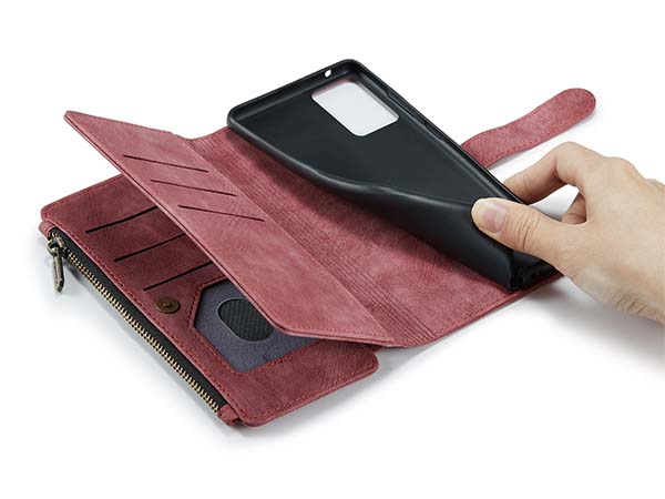 CaseMe Synthetic Leather Wallet Case with Zipper Pocket for Samsung Galaxy A33 - Blush