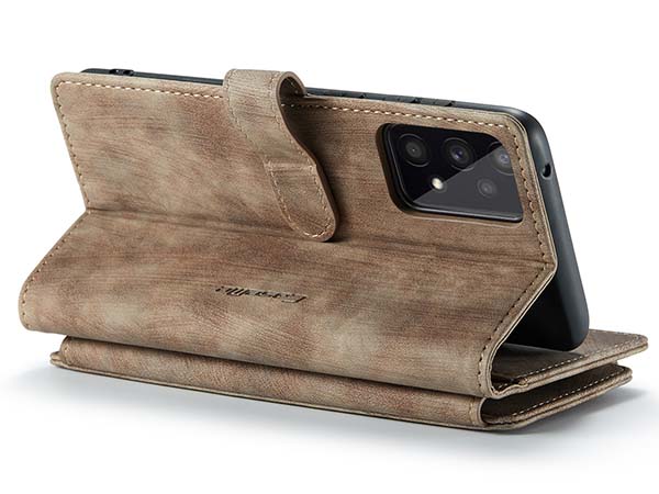 CaseMe Synthetic Leather Wallet Case with Zipper Pocket for Samsung Galaxy A33 - Desert Taupe Leather Wallet Case