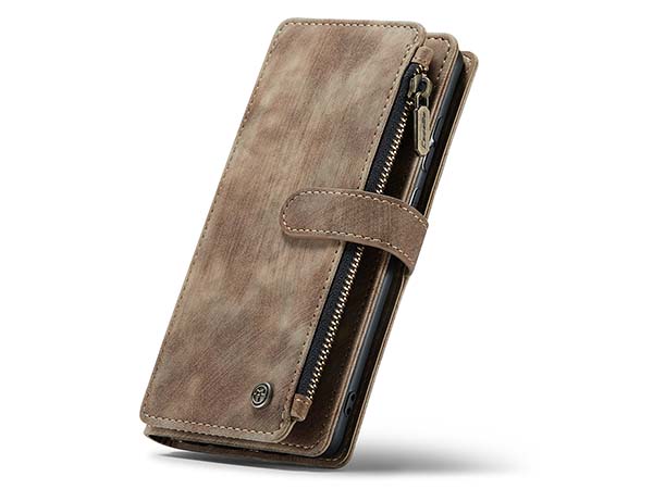 CaseMe Synthetic Leather Wallet Case with Zipper Pocket for Samsung Galaxy A33 - Desert Taupe