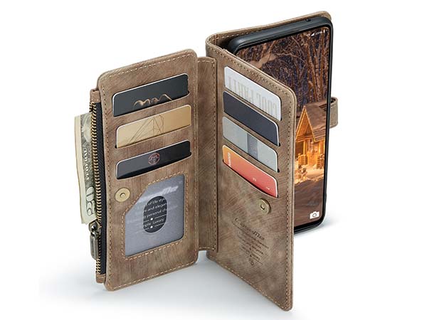 CaseMe Synthetic Leather Wallet Case with Zipper Pocket for Samsung Galaxy A33 - Desert Taupe